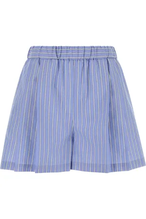 Marni Korte broeken, Dames, Blauw, S, Katoen, Geborduurde Poplin Shorts