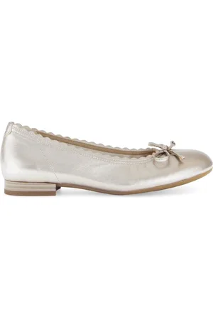 Gabor Schoenen, Dames, Geel, 37 1/2 EU, Leer, Gouden Leren Metallic Ballerina`s