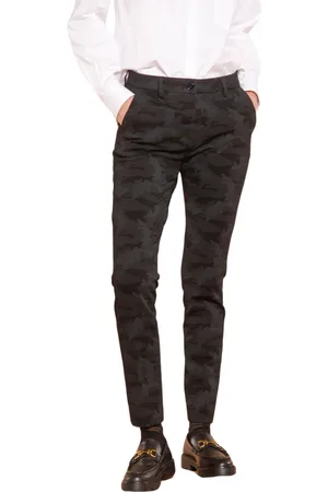 Masons Broeken, Dames, Zwart, XS, Camouflage Print Slim Chino Broek