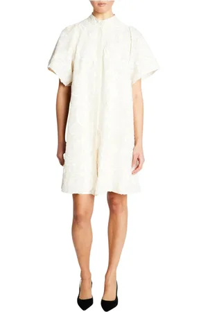 Bruuns Bazaar Kleedjes, Dames, Wit, 2Xl, Katoen, Witte Elegante Jurk met Pofmouwen