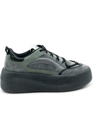 vic matiè Schoenen, Dames, Grijs, 40 EU, Leer, Grijze/Zwarte Sneaker