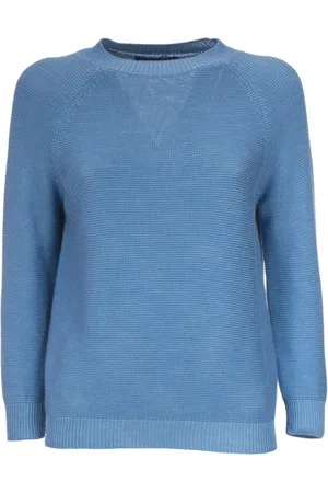 Max Mara Truien, Dames, Blauw, L, Katoen, Cotton Knit Linz Trui