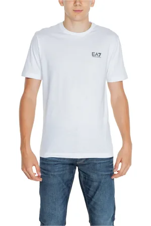 EA7 Tops, Heren, Wit, XS, Katoen, T-shirt met ronde hals