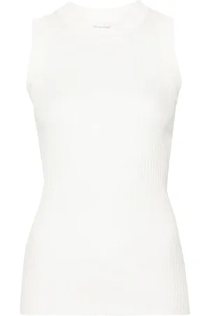 Sportmax Tops, Dames, Wit, L, Katoen, Gebreide Racerback Top