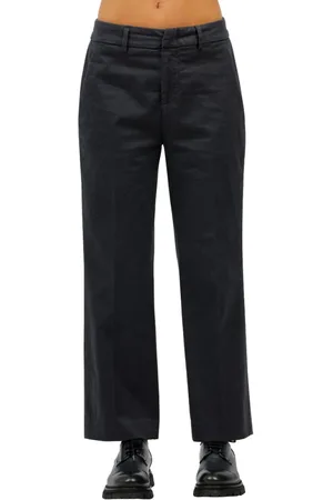 Dondup Broeken, Dames, Blauw, W26, Katoen, Cropped Loose Katoenen Broek