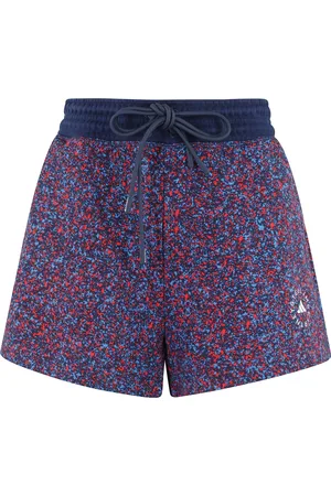 adidas Korte broeken, Dames, Veelkleurig, S, Katoen, Blauwe Terry Shorts met Bedrukt Logo