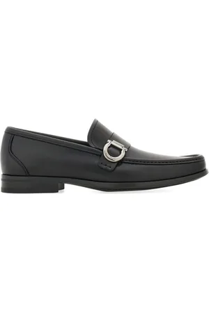 Salvatore Ferragamo Schoenen, Heren, Zwart, 44 EU, Leer, Leren Loafers met Band