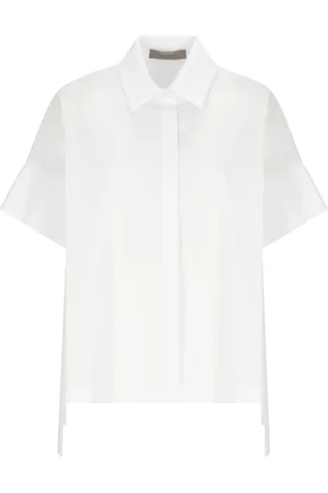 D.EXTERIOR Blouses & Shirts, Dames, Wit, M, Katoen, Witte Katoenmix Shirt met Kraag