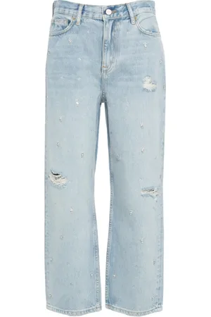 Liu Jo Jeans, Dames, Blauw, W29, Denim, Hoge Taille Straight Leg Rhinestone Jeans