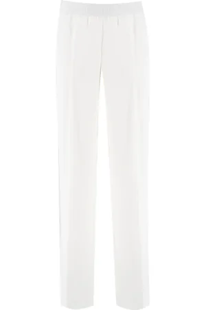 ERMANNO SCERVINO Broeken, Dames, Wit, XS, Rechtvallende broek met elastische tailleband