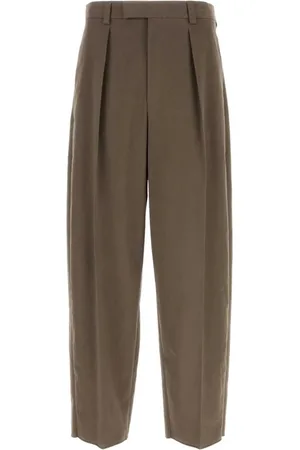 Salvatore Ferragamo Broeken, Heren, Bruin, S, Katoen, Wijde Mud Stretch Katoenen Broek