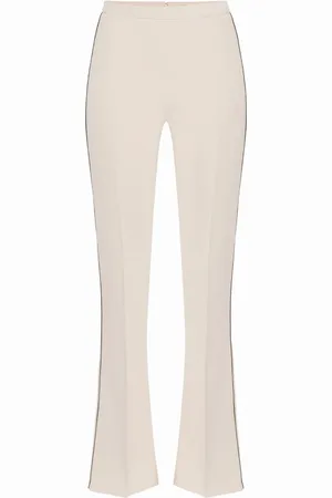 Elisabetta Franchi Broeken, Dames, , S, Polyester, Uitlopende Stretch Crêpe Broek