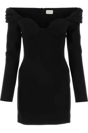 MAGDA BUTRYM Kleedjes, Dames, Zwart, S, Wol, Elegante Zwarte Stretch Wol Mini Jurk