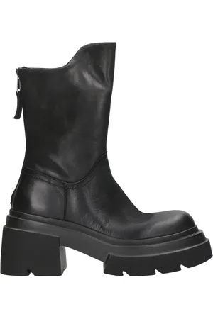 Elena Iachi Schoenen, Dames, Zwart, 40 EU, Leer, Zwarte Leren Amfibie Laarzen