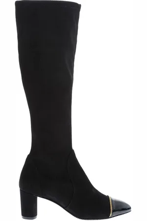 Stuart Weitzman Schoenen, Dames, Zwart, 39 EU, Leer, Laarsjes met kettingdetail