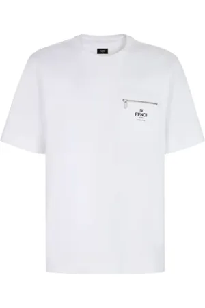 Fendi Tops, Heren, Wit, S, Katoen, Oversized Wit Katoenen T-shirt