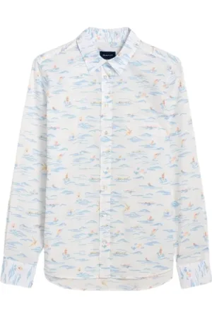 GANT Blouses & Shirts, Dames, Wit, L, Gedrukte mouwloze top