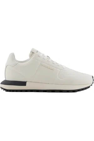 Emporio Armani Schoenen, Heren, Wit, 41 EU, Leer, Leren Sneaker met Thermogevormde Details