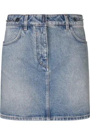 Givenchy Rokken, Dames, Blauw, S, Denim, Blauwe Denim Rok met Metaalelementen