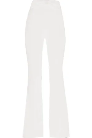 Elisabetta Franchi Broeken, Dames, Wit, S, Polyester, Elegante uitlopende polyester broek