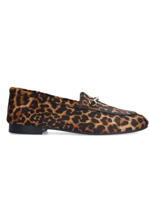 Manfield Schoenen, Dames, Bruin, 36 EU, Loafer met panterprint en faux fur