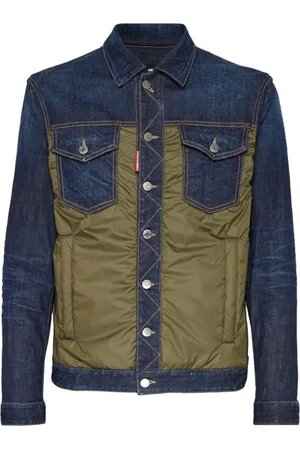 Dsquared2 Jassen, Heren, Blauw, M, Katoen, Tweekleurig shirtjack met contrasterende stiksels