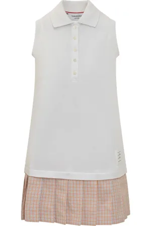 Thom Browne Kleedjes, Dames, Wit, S, Katoen, Plooirok Polo Jurk