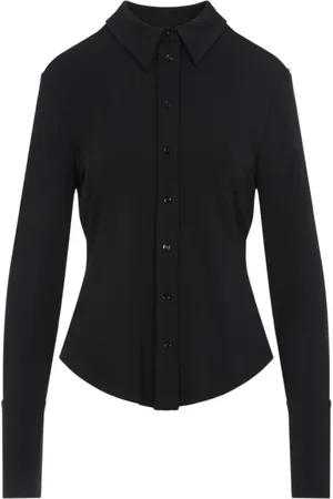 Sportmax Blouses & Shirts, Dames, Zwart, S, Zwart Button-Up Shirt Lange Mouw