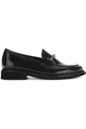 Gabor Schoenen, Dames, Zwart, 37 1/2 EU, Leer, Zwarte Lakleren Loafers Winterversie