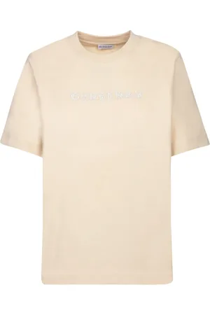 Burberry Tops, Dames, , M, Katoen, T-shirt met geborduurd logo