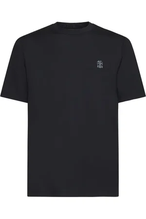 Brunello Cucinelli Tops, Heren, Zwart, 2Xl, Katoen, T-shirt met ronde hals en logo