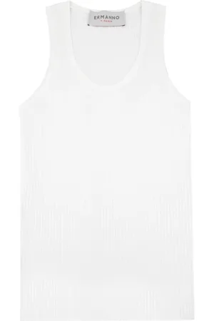 ERMANNO SCERVINO Tops, Dames, Wit, L, Geribbelde Stretch Top