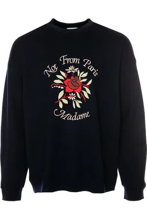 Drôle de Monsieur Sweatshirts & Hoodies, Heren, Blauw, M, Gebreide Trui met Bloemenprint