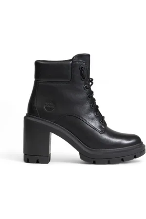 Timberland Schoenen, Dames, Zwart, 39 EU, Leer, Zwarte leren enkellaarsjes met veters