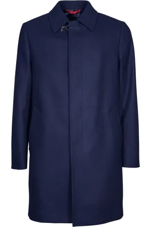 FAY Mantels, Heren, Blauw, L, Wol, Blauwe wollen kasjmier jas