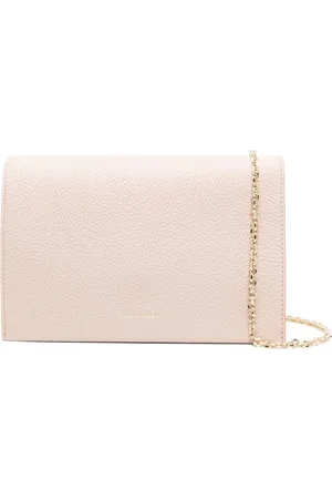 Coccinelle Tassen, Dames, Roze, ONE Size, Leer, Gekorreld Leren Crossbodytas met Ketting