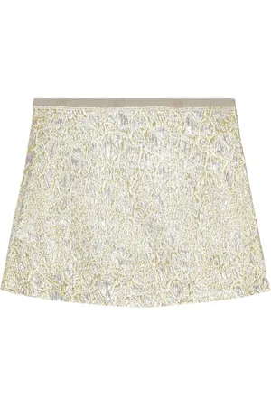 Ganni Rokken, Dames, Geel, M, Metallic Effect A-Line Rok