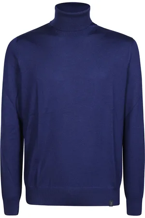 FAY Truien, Heren, Blauw, XL, Wol, Comfortabele Gebreide Coltrui