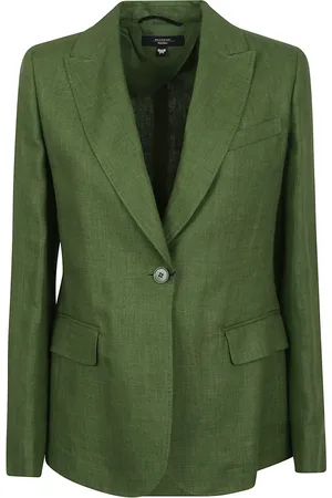 Max Mara Jassen, Dames, Groen, S, Linnen, Groene Linnen Blazer