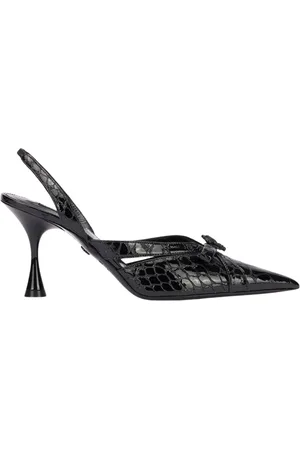 Roberto Cavalli Schoenen, Dames, Zwart, 39 EU, Leer, Slingbacks met krokodillenprint