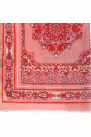 Etro Accessoires, Dames, Roze, ONE Size, Wol, Roze Vierkante Sjaal met Rafelranden