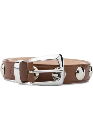 Khaite Accessoires, Dames, Bruin, 80 CM, Studded Bruine Riem met Pin Gesp