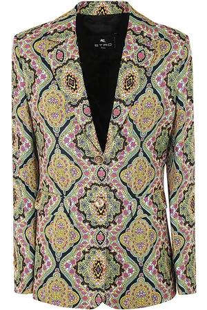 Etro Jassen, Dames, Veelkleurig, M, Multi Printed Silk Twill Jas