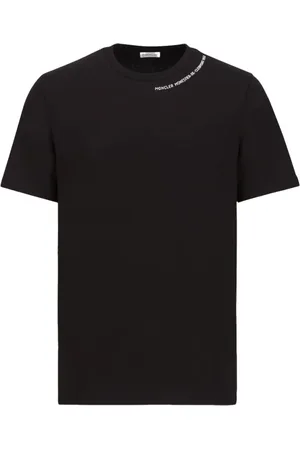 Moncler Tops, Dames, Zwart, 2Xl, Katoen, T-shirt met reliëflogo Losse Pasvorm