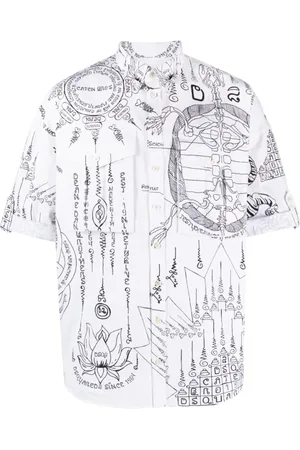 Dsquared2 Overhemden, Heren, Wit, S, Katoen, Grafisch Bedrukt Katoenen Shirt
