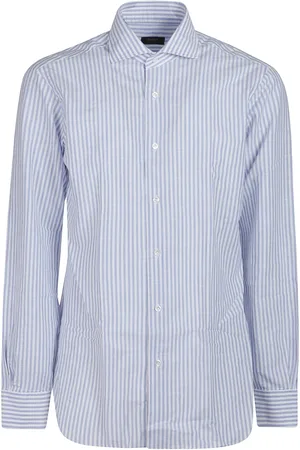 BARBA Overhemden, Heren, Blauw, L, Stijlvolle lange mouw overhemd
