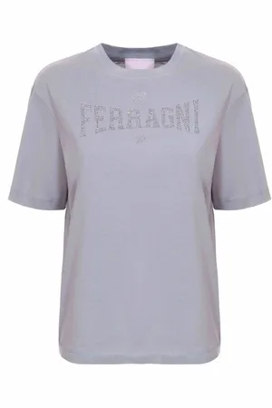 Chiara Ferragni Tops, Dames, Grijs, M, Katoen, T-shirt