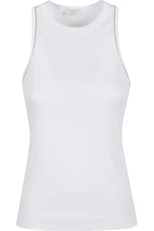 PESERICO SIGN Tops, Dames, Wit, 2Xs, Katoen, Wit Topkleding voor Vrouwen Stijlvol en Veelzijdig