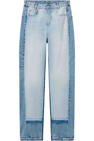 Stella McCartney Jeans, Dames, Blauw, W29, Denim, Straight-Leg Jeans met Contrastpanelen