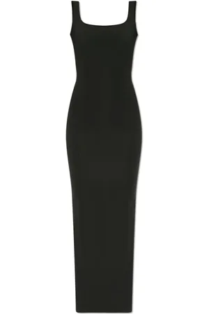 Entire Studios Kleedjes, Dames, Zwart, S, Nylon, Maxi-jurk met vierkante hals